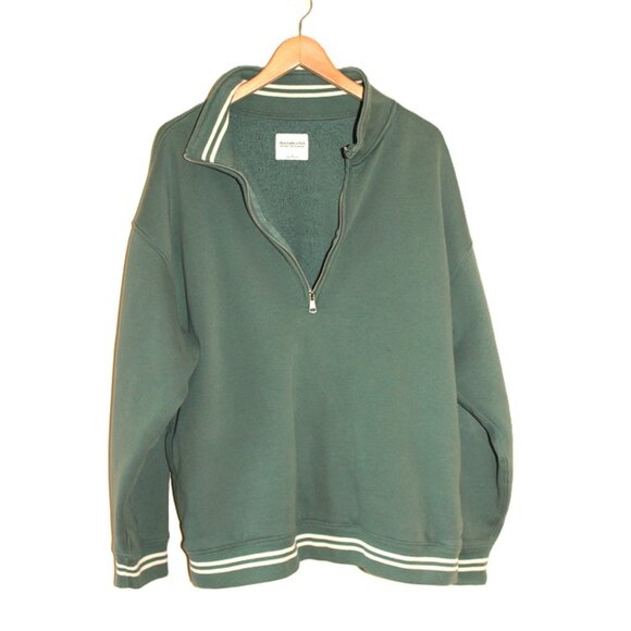 ABERCROMBIE & FITCH Essential Vintage Sunday Half-Zip Pullover in Green (Large) - Picture 4 of 9